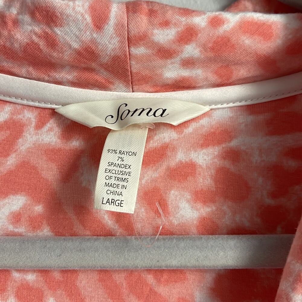 Soma very soft jersey knit leopard print long sleeve button down pajama top sz L - Picture 5 of 6